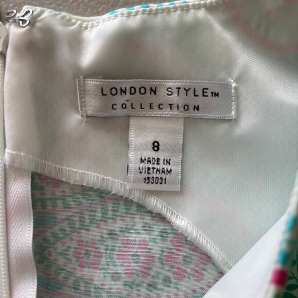 London Style Women's Size 8 Multicolor Festive Floral Paisley Sleeveless Dress - Picture 4 of 11